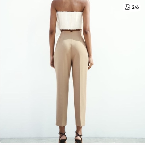 Zara Classic Beige Women's Trousers ankle cropped size XS NWOT business casual - Picture 7 of 7
